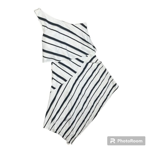 Banana Republic black and white asymmetrical diagonal stripe Size 6 dress - Picture 11 of 11